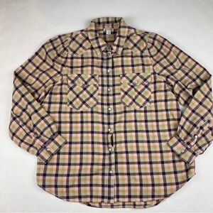 Sundance Flannel Plaid Shirt Women's Size Large Pearl Snap